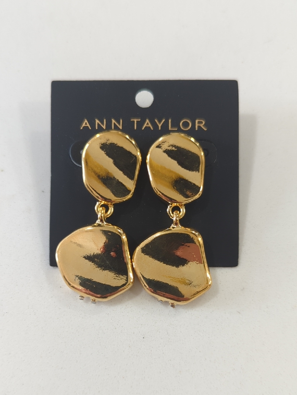Ann Taylor Shiny Gold Abstract Double-Drop Earrings